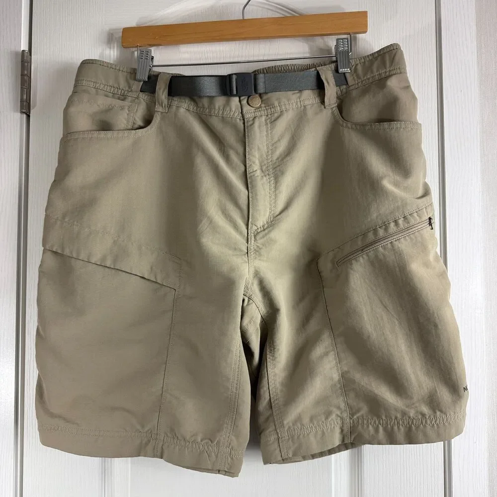 The North Face Men's Belted Paramount Trail Shorts Tan Hiking Outdoors Size XL